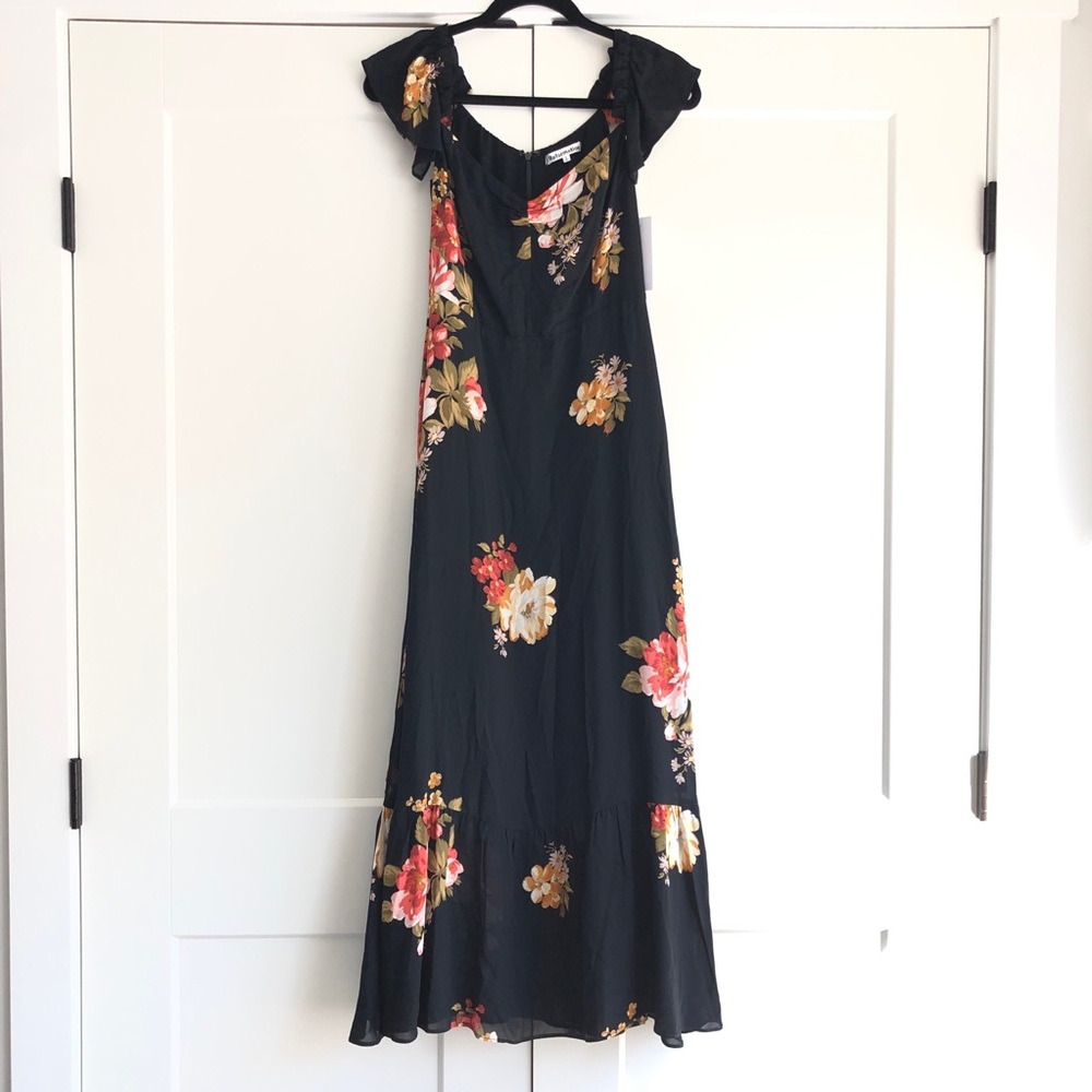 Reformation Black Floral Midi Dress